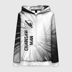 Толстовка на молнии женская Chainsaw Man glitch на светлом фоне: по-вертикали, цвет: 3D-белый