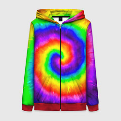 Толстовка на молнии женская Тай-дай, цвет: 3D-красный