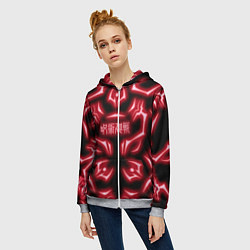 Толстовка на молнии женская Магическая битва светящиеся Знаки Сукуны, цвет: 3D-меланж — фото 2