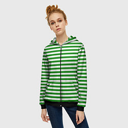 Толстовка на молнии женская Тельняшка зеленая Пограничных войск, цвет: 3D-черный — фото 2