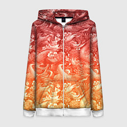 Толстовка на молнии женская Огненная татуировка с элементами дракона, цвет: 3D-белый
