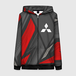 Толстовка на молнии женская Mitsubishi sports racing, цвет: 3D-черный