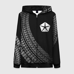 Толстовка на молнии женская Jeep tire tracks, цвет: 3D-черный