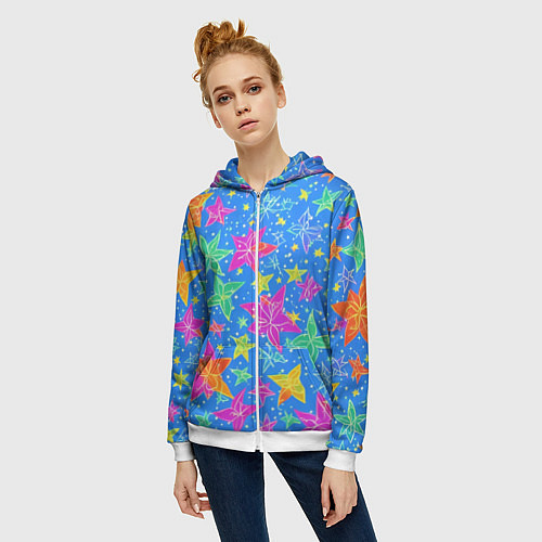 Женская толстовка на молнии Морские мотивы / 3D-Белый – фото 3