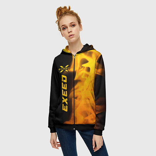 Женская толстовка на молнии Exeed - gold gradient: по-вертикали / 3D-Черный – фото 3