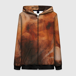 Толстовка на молнии женская Оранжевый абстрактный дым, цвет: 3D-черный