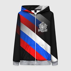 Толстовка на молнии женская Пограничные войска - флаг РФ, цвет: 3D-меланж