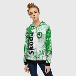 Толстовка на молнии женская Skoda auto logo, цвет: 3D-черный — фото 2