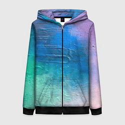Толстовка на молнии женская Пудра и голубые краски, цвет: 3D-черный
