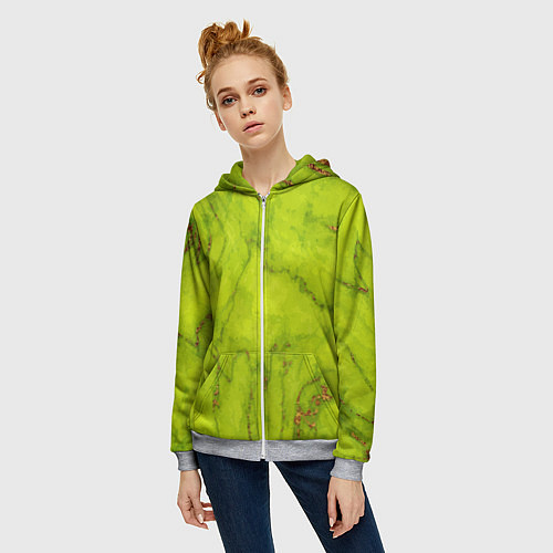 Женская толстовка на молнии Abstraction green / 3D-Меланж – фото 3