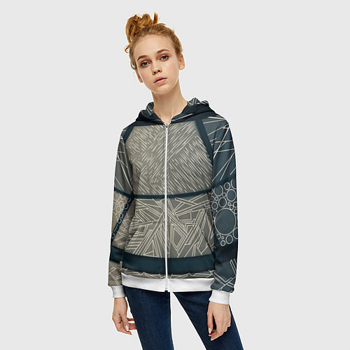 Женская толстовка на молнии Стеклянка / 3D-Белый – фото 3