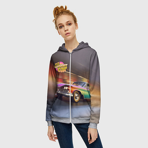 Женская толстовка на молнии My summer car 1961 Plymouth Fury / 3D-Меланж – фото 3