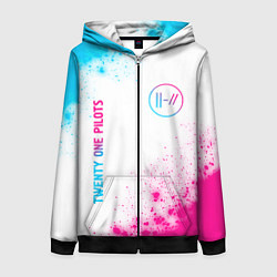 Толстовка на молнии женская Twenty One Pilots neon gradient style: надпись, си, цвет: 3D-черный