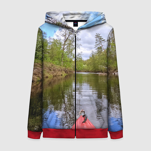 Женская толстовка на молнии Красная байдарка / 3D-Красный – фото 1