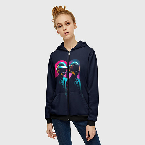 Женская толстовка на молнии Daft Punk - One more time / 3D-Черный – фото 3