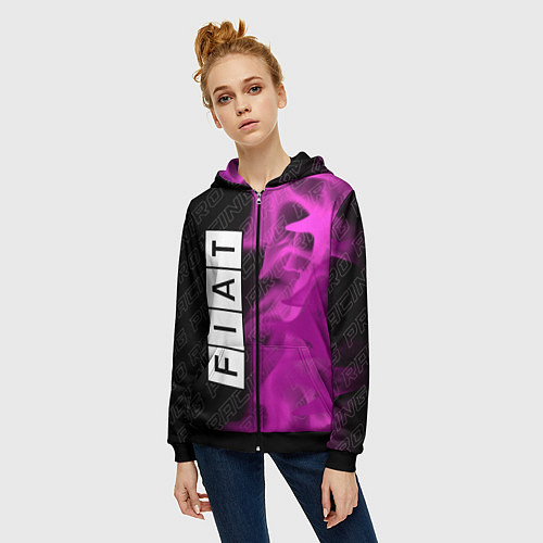 Женская толстовка на молнии Fiat pro racing: по-вертикали / 3D-Черный – фото 3