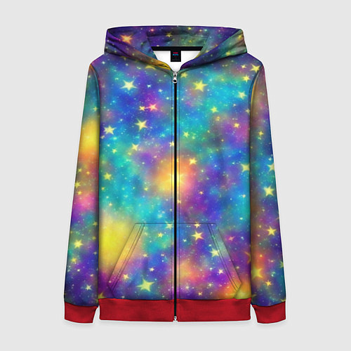 Женская толстовка на молнии Звездный космос, сияющий волшебством / 3D-Красный – фото 1
