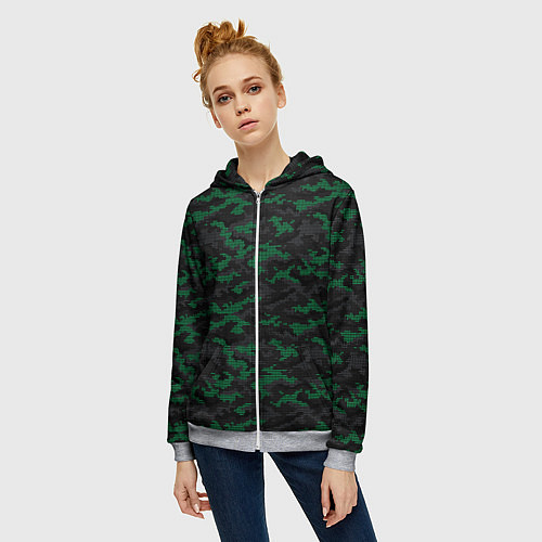 Женская толстовка на молнии Точечный камуфляжный узор Spot camouflage pattern / 3D-Меланж – фото 3