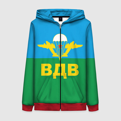 Женская толстовка на молнии ВДВ - символика / 3D-Красный – фото 1