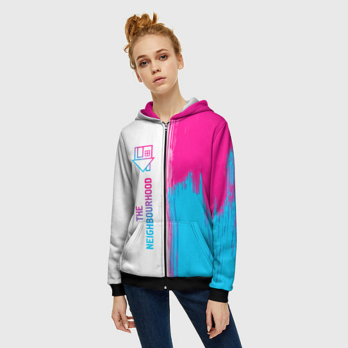 Женская толстовка на молнии The Neighbourhood neon gradient style: по-вертикал / 3D-Черный – фото 3