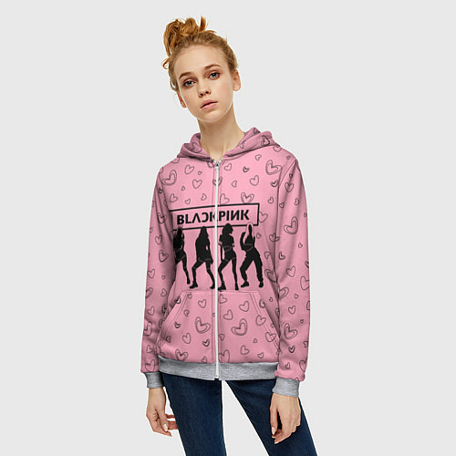 Женская толстовка на молнии Blackpink силуэт / 3D-Меланж – фото 3