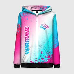 Толстовка на молнии женская Warframe neon gradient style: надпись, символ, цвет: 3D-черный