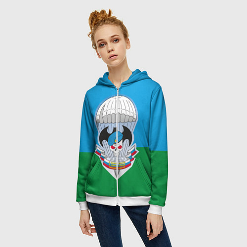 Женская толстовка на молнии Спецназ ВДВ / 3D-Белый – фото 3