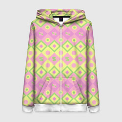 Толстовка на молнии женская Pink yellow style, цвет: 3D-белый