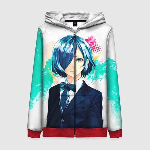 Женская толстовка на молнии Touka Kirishima / 3D-Красный – фото 1