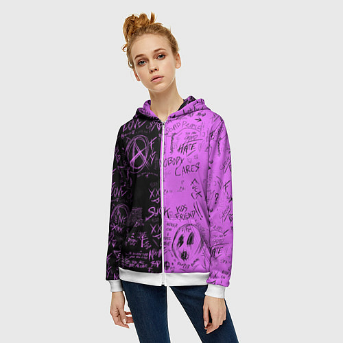 Женская толстовка на молнии Dead inside purple black / 3D-Белый – фото 3