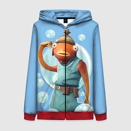 Женская толстовка на молнии Карасьь из Фортнайт / 3D-Красный – фото 1