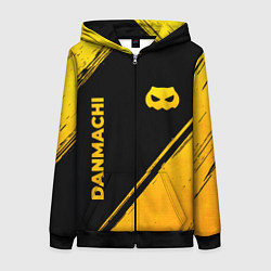 Толстовка на молнии женская DanMachi - gold gradient: надпись, символ, цвет: 3D-черный