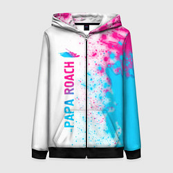 Толстовка на молнии женская Papa Roach neon gradient style: по-вертикали, цвет: 3D-черный