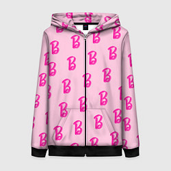 Толстовка на молнии женская Барби паттерн буква B, цвет: 3D-черный