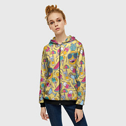 Толстовка на молнии женская Летний позитив, цвет: 3D-черный — фото 2