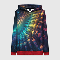 Толстовка на молнии женская Радужные блики нейроарт, цвет: 3D-красный