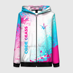 Толстовка на молнии женская Code Geass neon gradient style: надпись, символ, цвет: 3D-черный