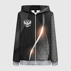 Женская толстовка на молнии Герб России на темном фоне