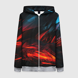 Толстовка на молнии женская Red black abstract, цвет: 3D-меланж