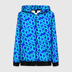 Толстовка на молнии женская Логотип Барби - синий паттерн, цвет: 3D-черный