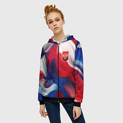 Толстовка на молнии женская Красный герб России, цвет: 3D-черный — фото 2