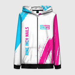 Толстовка на молнии женская Nine Inch Nails neon gradient style: надпись, симв, цвет: 3D-черный