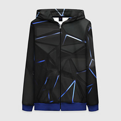 Женская толстовка на молнии Black texture neon line