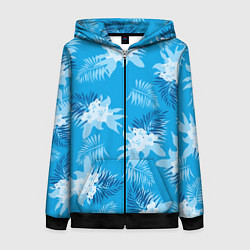 Толстовка на молнии женская Синие цветы - Vice city - new ver, цвет: 3D-черный