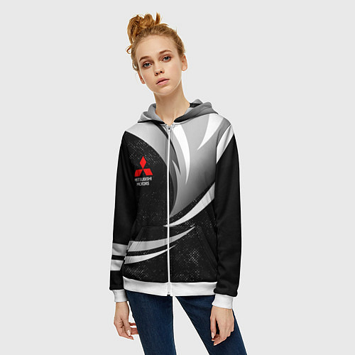Женская толстовка на молнии Митсубиси - строгие оттенки / 3D-Белый – фото 3