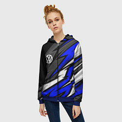 Толстовка на молнии женская Volkswagen - Синяя абстракция, цвет: 3D-синий — фото 2