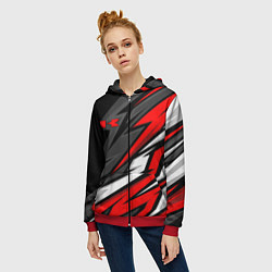 Толстовка на молнии женская Kawasaki - red uniform, цвет: 3D-красный — фото 2