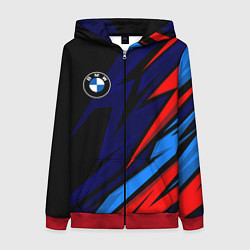 Женская толстовка на молнии BMW - m colors and black