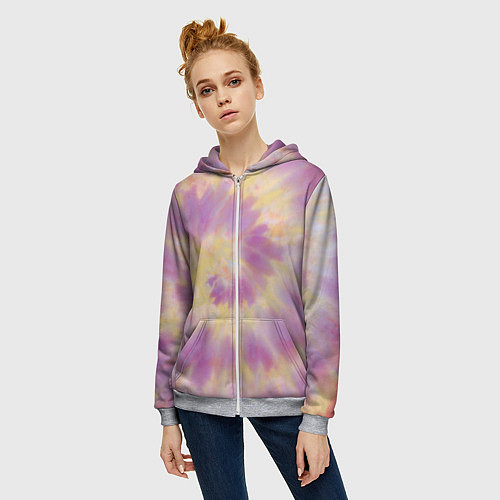 Женская толстовка на молнии Tie-Dye дизайн / 3D-Меланж – фото 3