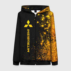 Толстовка на молнии женская Mitsubishi - gold gradient: по-вертикали, цвет: 3D-черный